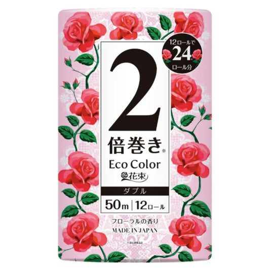 エコカラー花束ピンク 2倍巻き 12ロール×6パック ダブル