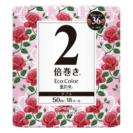 エコカラー花束ピンク 2倍巻き 18ロール×4パック ダブル