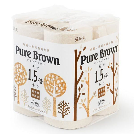 ピュアブラウン Pure Brown ダブル 1.5倍 無漂白 未晒し 8ロール×8パック
