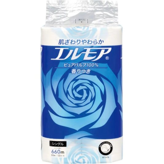 エルモア トイレットロール 12ロール シングル55m 花の香り 12ロール×8パック
