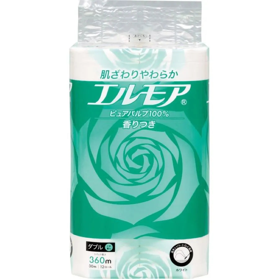 エルモア トイレットロール 12ロール ダブル30m 花の香り 12ロール×8パック