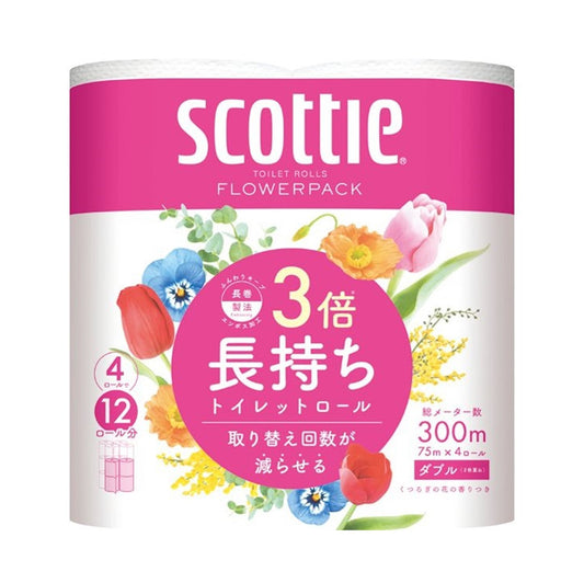 スコッティ フラワーパック 3倍長持ち ダブル 4ロール×12パック