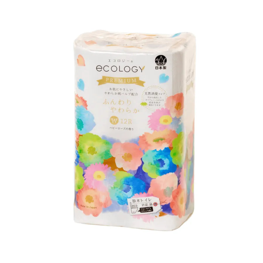 トイレットペーパー エコロジープレミアム 25.5m 12ロール×8パック ダブル