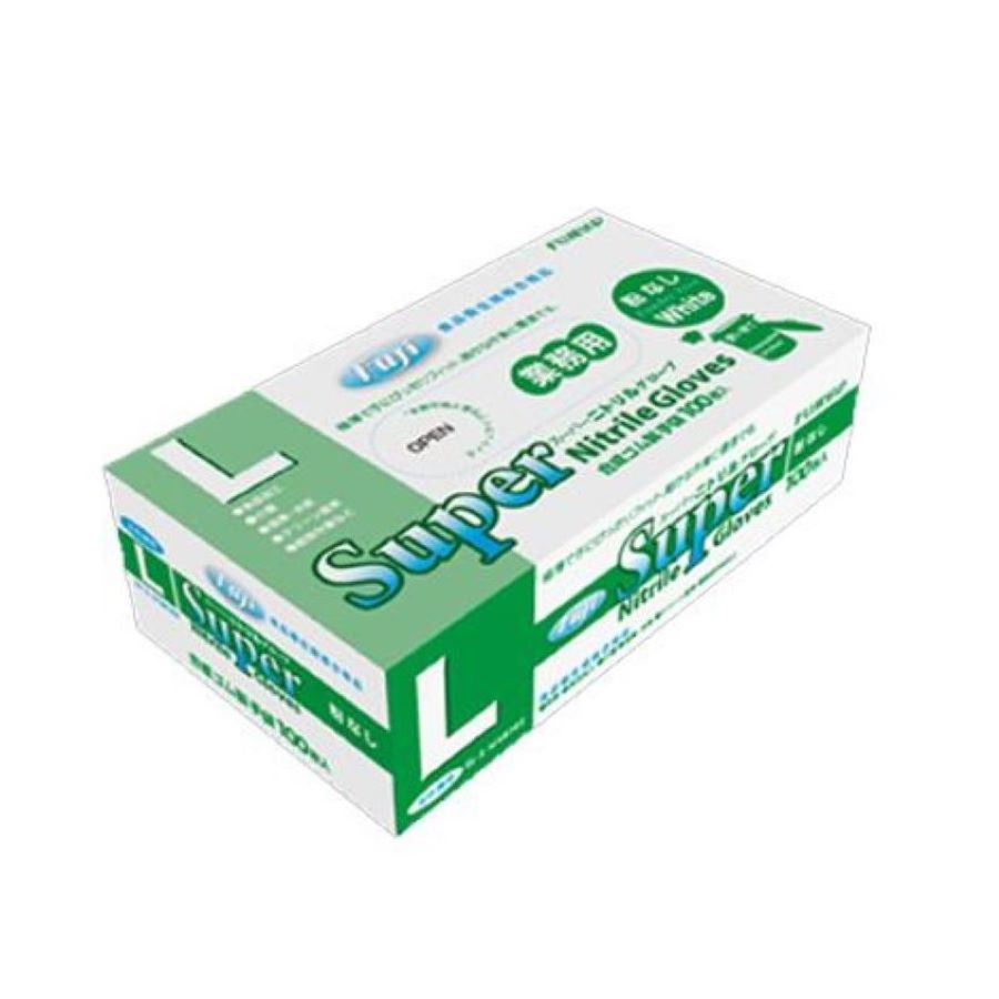 フジスーパーニトリルグローブ(粉なし)白 Lサイズ 100枚×30箱