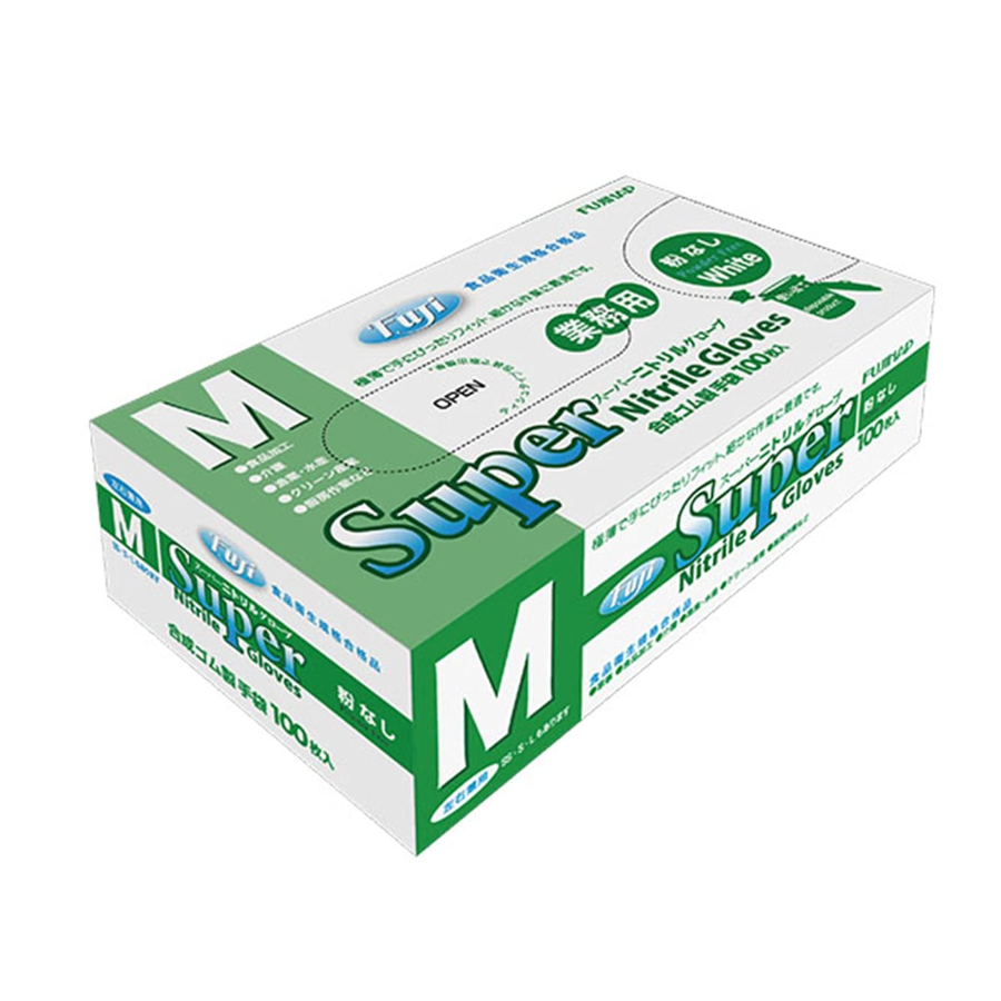 フジスーパーニトリルグローブ(粉なし)白 Mサイズ 100枚×30箱