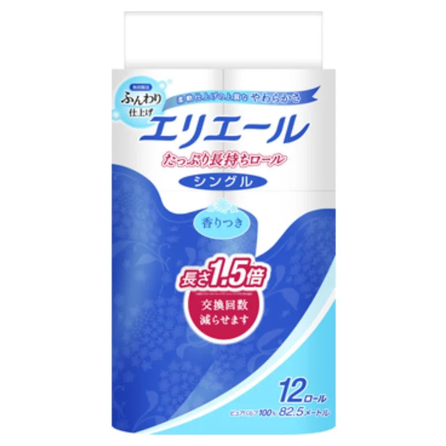 エリエール トイレットティシュー 長持ち シングル 82.5m 12ロール×6パック