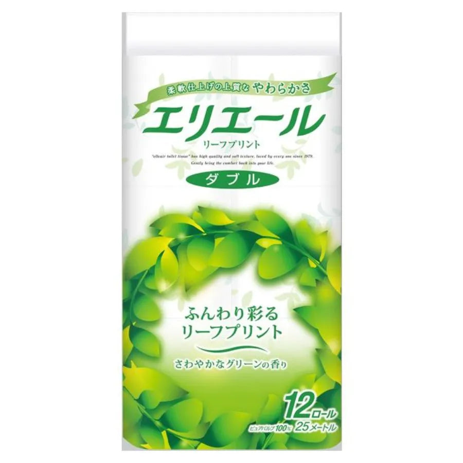 エリエール トイレットティシュー リーフプリント ダブル 25m 12ロール×6パック