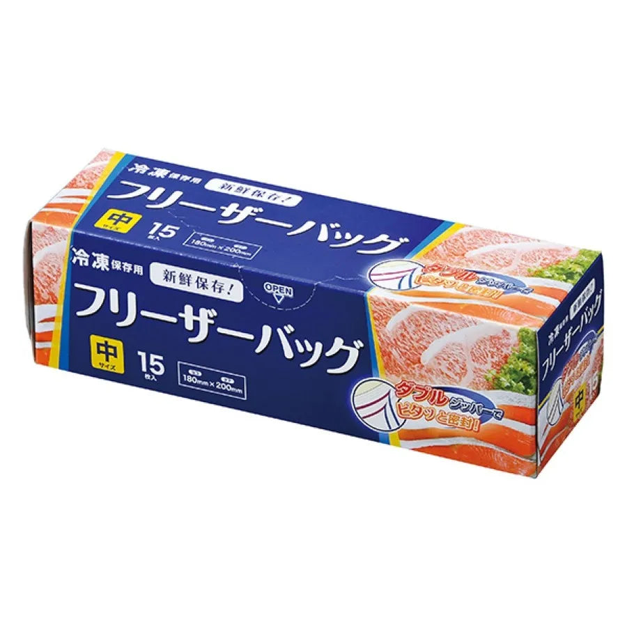 Wジッパー フリーザーバッグ (中) 15枚×24冊 ジャパックス WF02