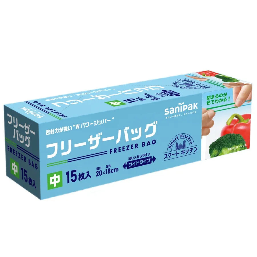 スマートキッチン フリーザーバック LLDPE 透明 15枚×30冊 サニパック KS37