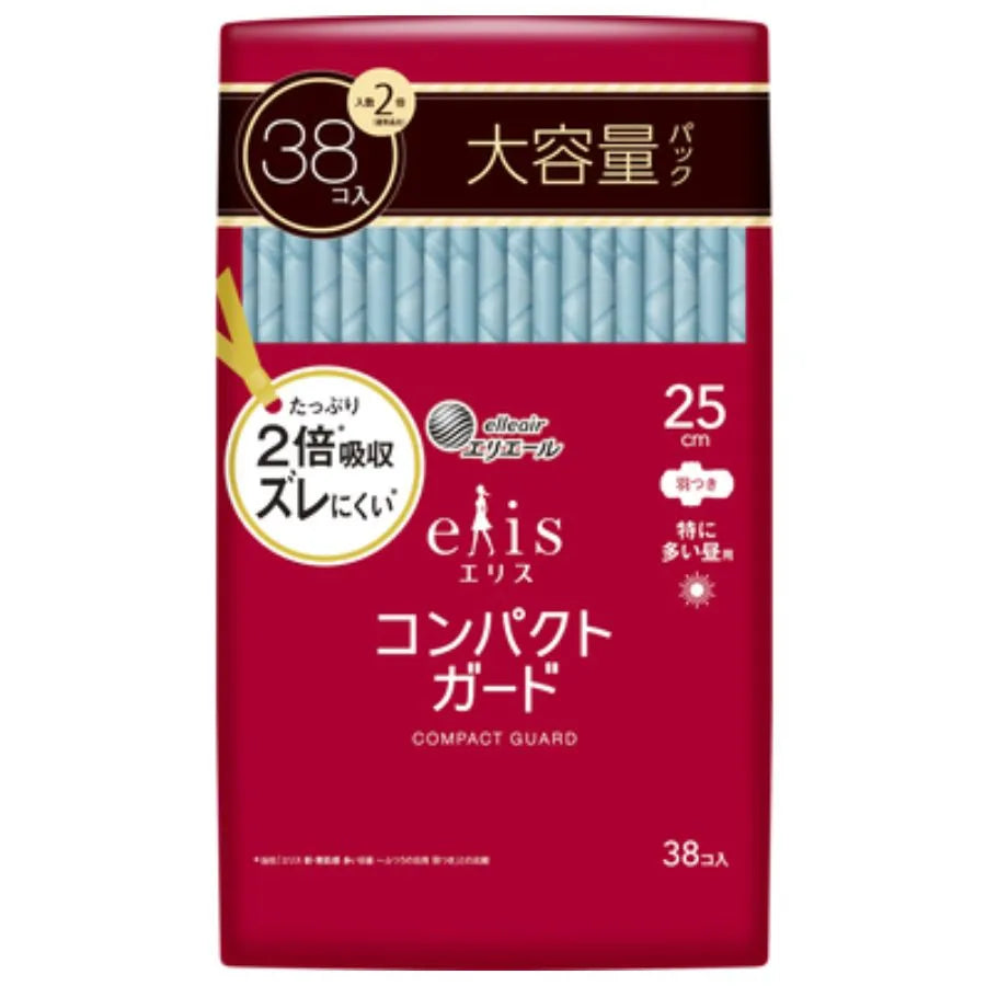 エリス コンパクトガード(特に多い昼用)羽つき 25cm 38個×24パック