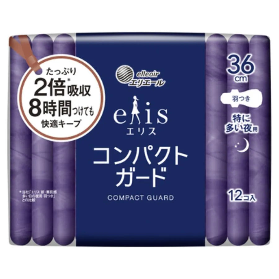 エリス コンパクトガード(特に多い夜用)羽つき 36cm 12個×27パック