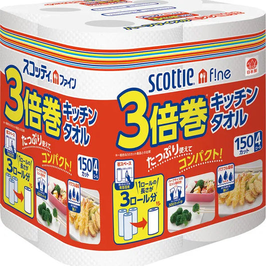 スコッティ 3倍巻きキッチンタオル 4ロール×12パック