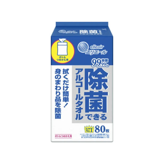 エリエール 除菌できるアルコールタオル ボトルつめかえ用 80枚 × 24個