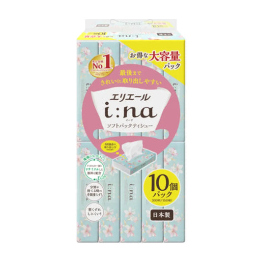 エリエール i：na（イーナ）ソフトパックティシュー 150組 10個×10パック