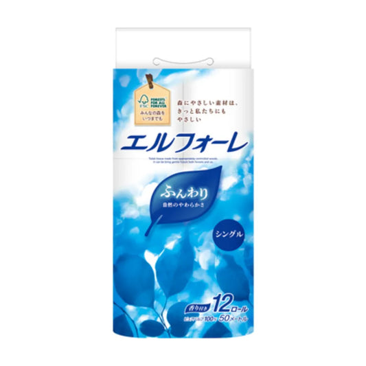エルフォーレ トイレットティシュー シングル 12ロール × 6パック