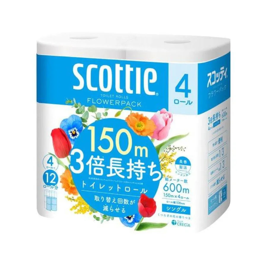 スコッティ フラワーパック 3倍長持ち  シングル 4ロール × 12パック
