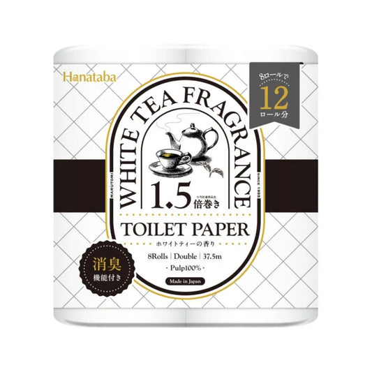 Hanataba ホワイトティー 1.5倍巻き 37.5m ダブル 8ロール×8パック