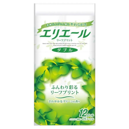 エリエール トイレットティシュー リーフプリント ダブル 25m 12ロール×6パック