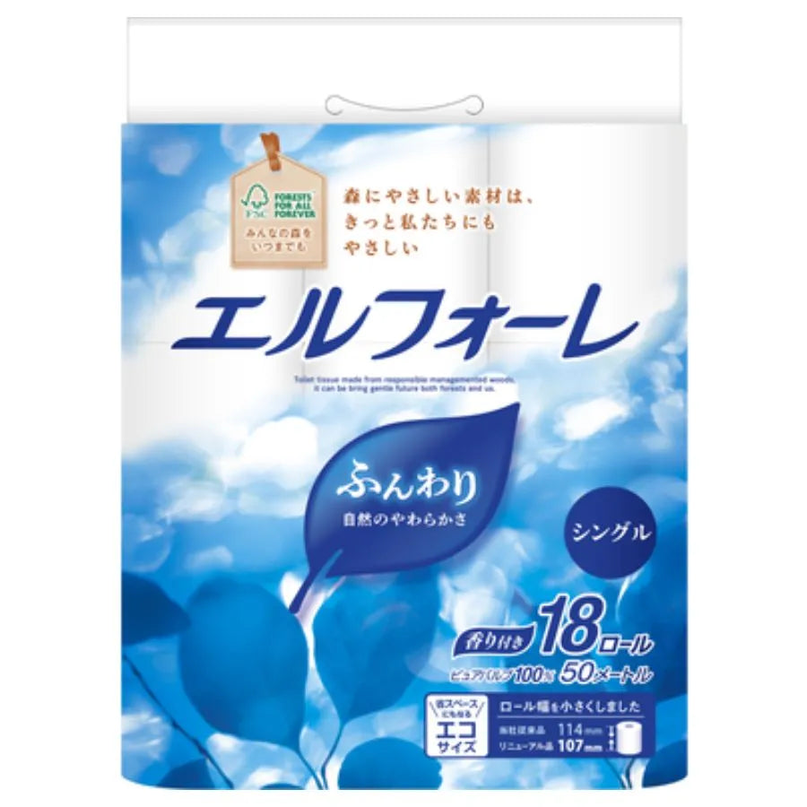 エルフォーレ トイレットティシュー シングル 50m 18ロール×4パック