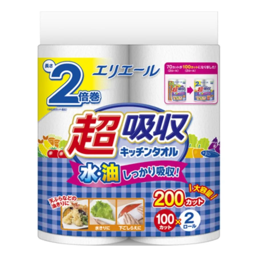 エリエール 超吸収キッチンタオル 100カット×2ロール×24パック
