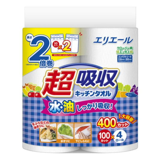 エリエール 超吸収キッチンタオル 100カット×4ロール×12パック