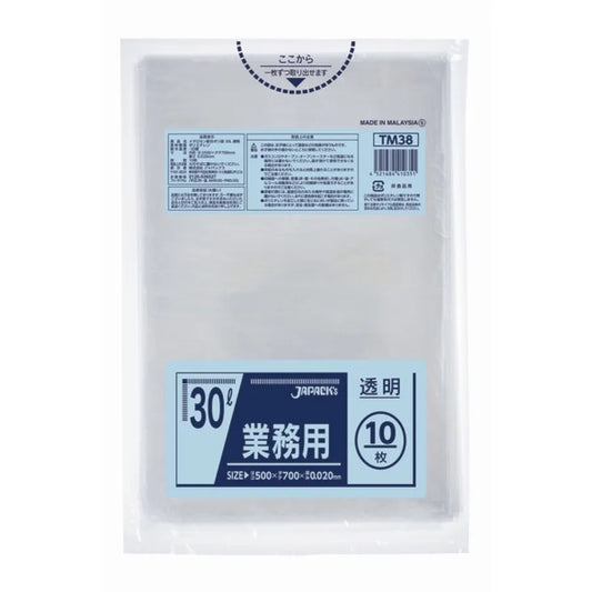 メタロセン配合ポリ袋 30L 透明 10枚×100冊 ジャパックス TM38
