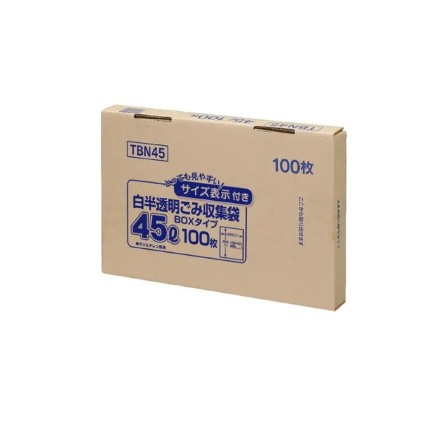 容量表示入り ポリ袋 45L 白半透明 100枚×6冊 ジャパックス TBN45