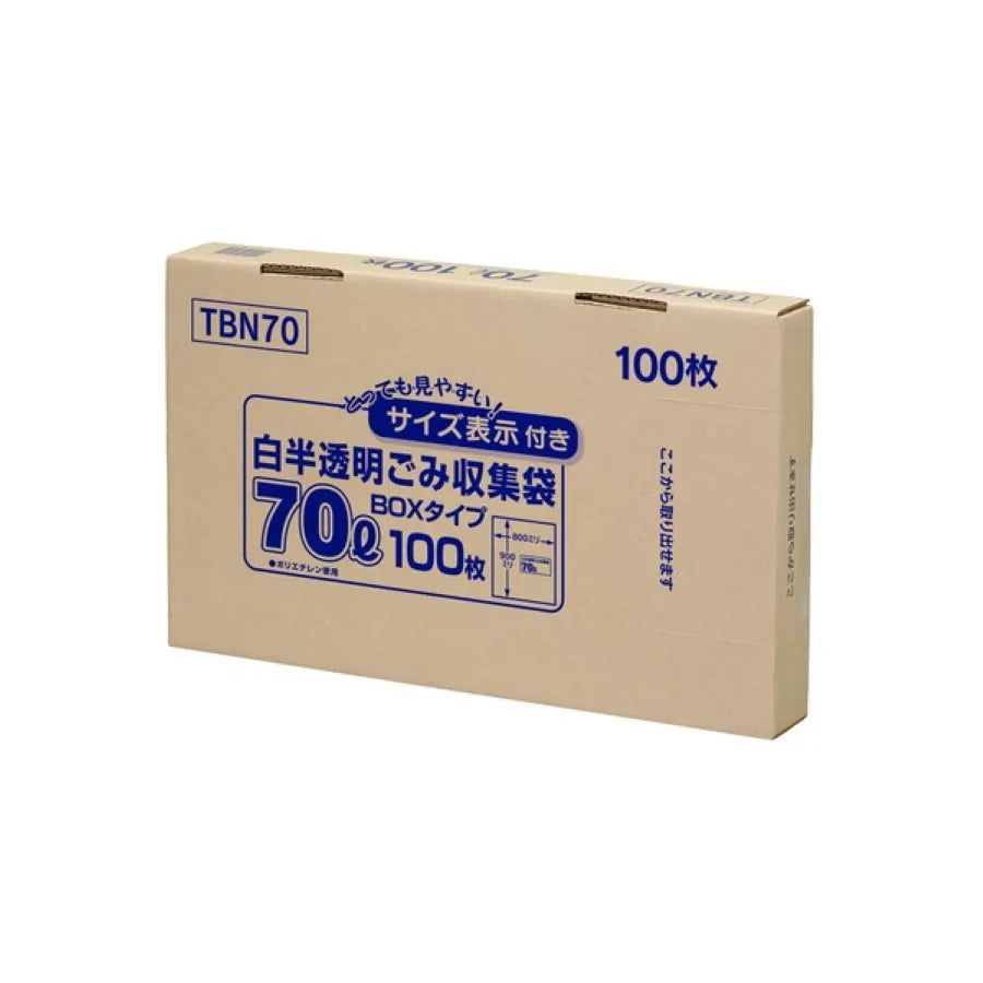 容量表示入り ポリ袋 70L 白半透明 100枚×4冊 ジャパックス TBN70