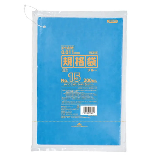 ＨＤ規格袋 15号 青（ひも付き） 青 200枚×20冊 ジャパックス HKB15