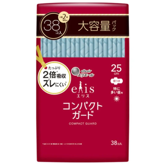 エリス コンパクトガード（特に多い昼用）羽つき 25cm 38個×24パック