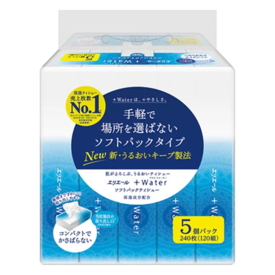 エリエール ＋Water（プラスウォーター）ソフトパック 120組5個×18パック