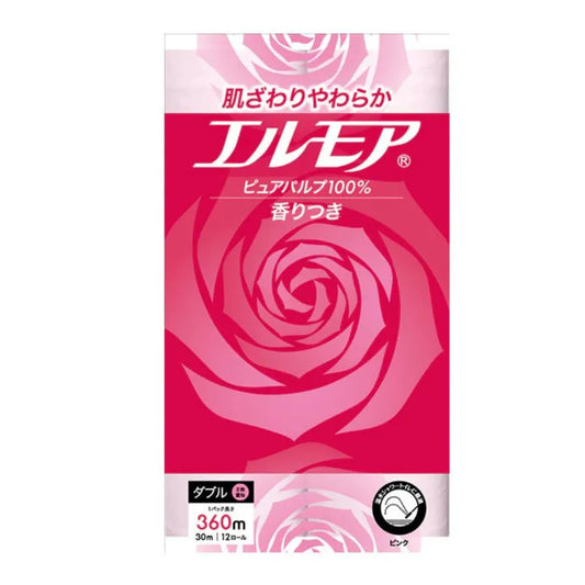 エルモア トイレットロール ピンクダブル30m 花の香り12ロール×8パック